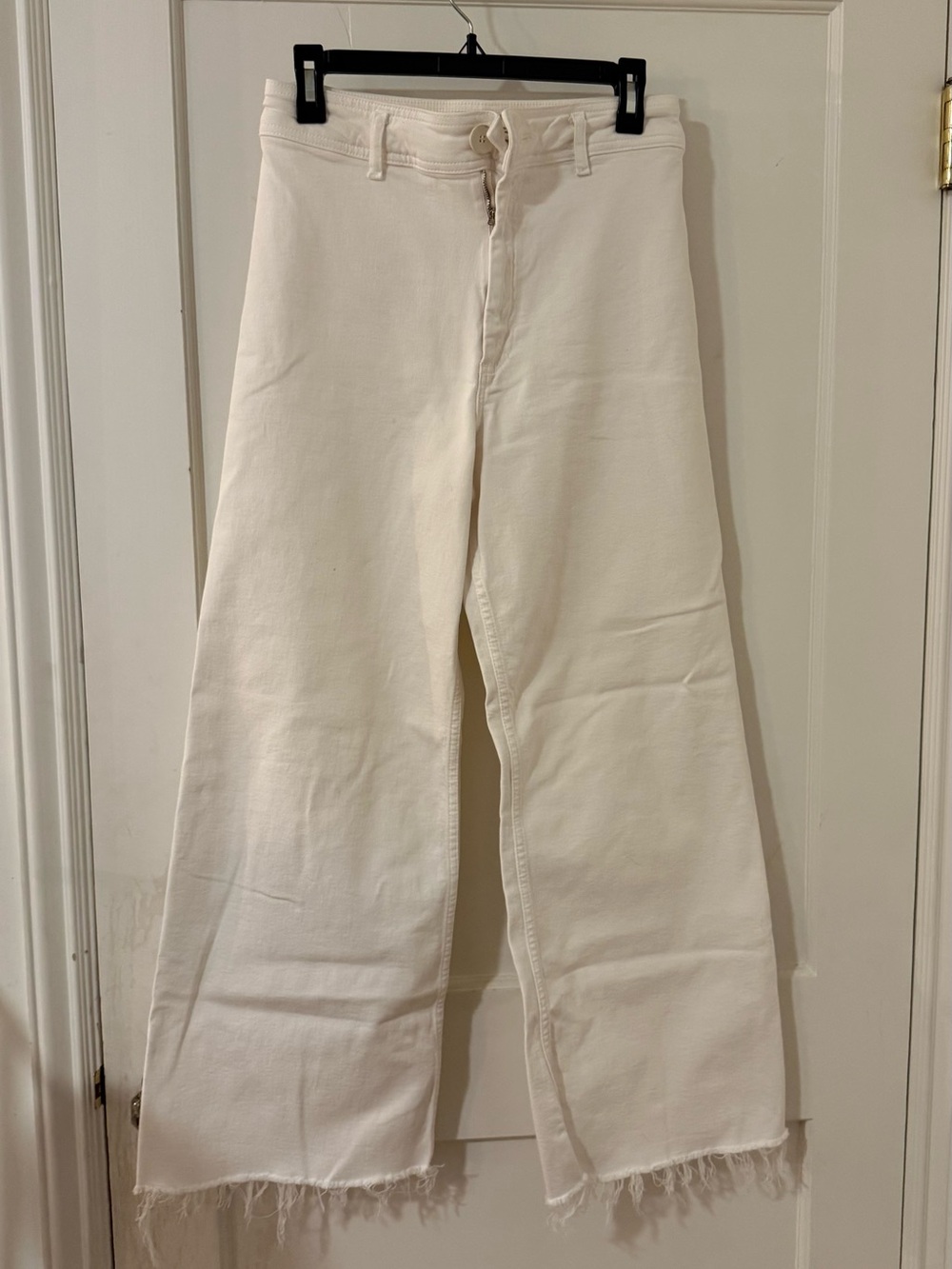Zara Off White Wide Leg Denim Trousers